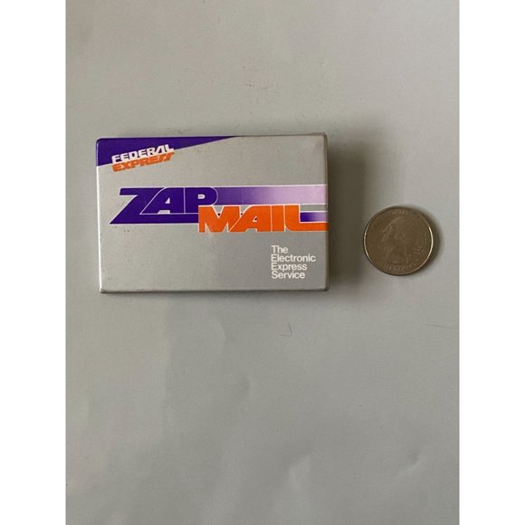 Vintage 1980's Federal Express Zap Mail Promo Pinback button pin - Picture 2 of 3